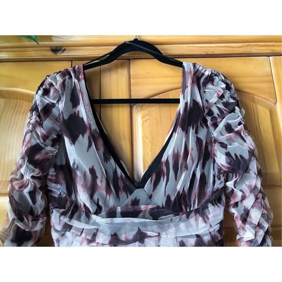 Zara Brown Draped Tulle Mini Dress Size M - Picture 6 of 14